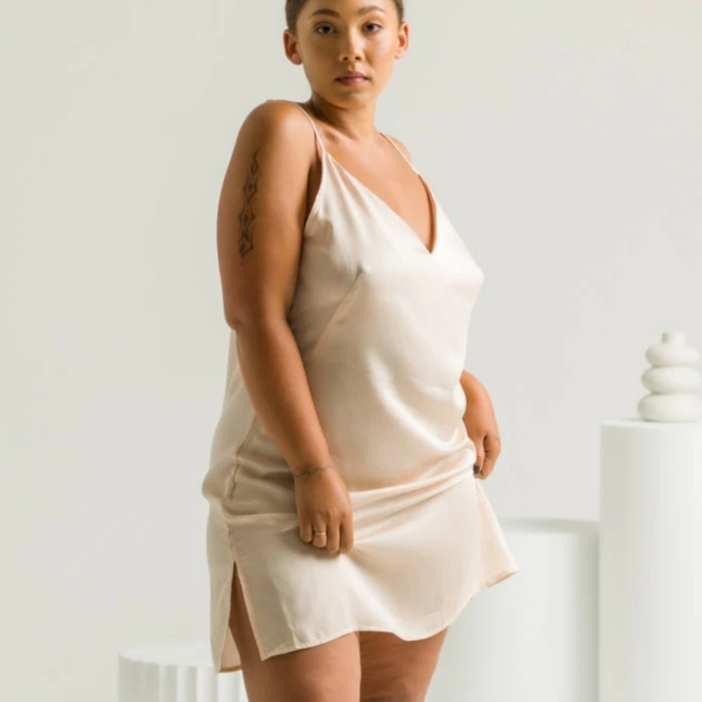 Ettitude,NIB, Sateen Slip Dress,Size XS, Oat Color